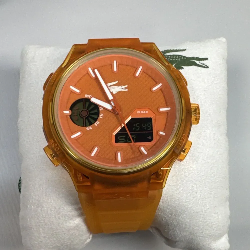 Lacoste LC33 2011431 Orange Analog-Digital Quartz Watch, 100m Depth, New in Box